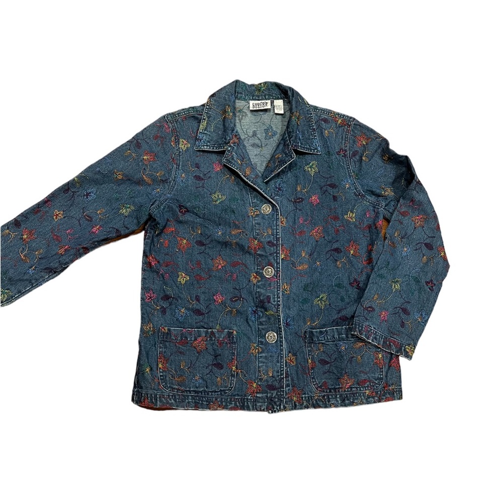 Beautiful Chico’s Design Denim Elaborate Embroidery Size 1